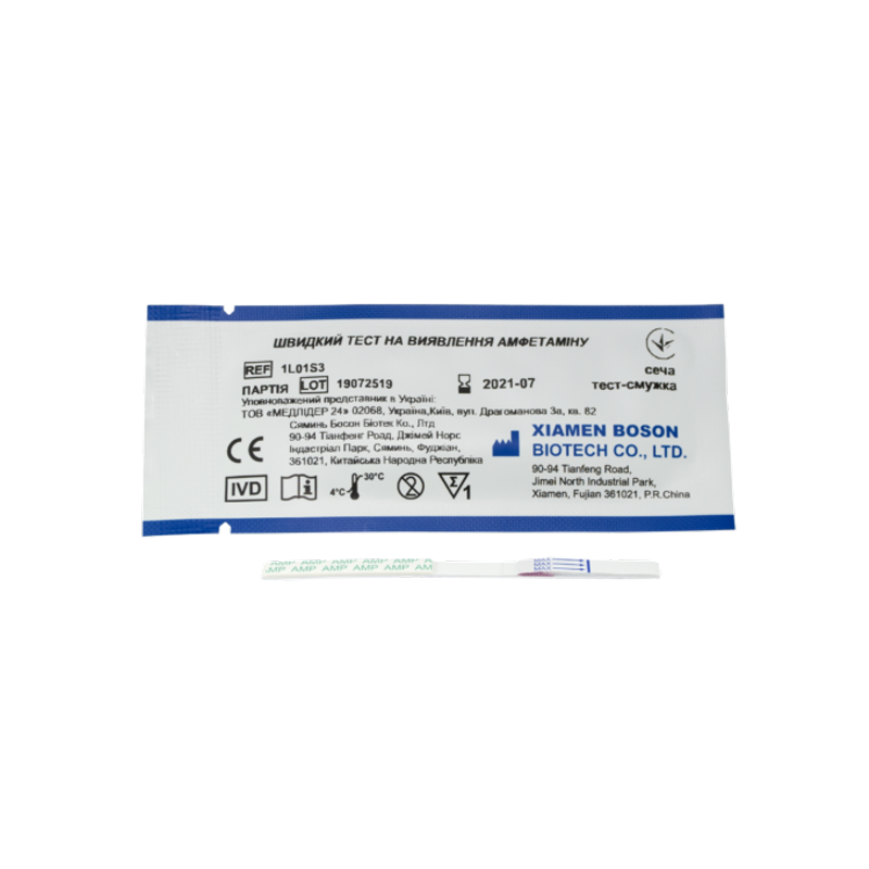 Швидкий тест на виявлення амфетаміну, сеча, тест-смужка: 1L01S3, Xiamen Boson Biotech Co., Ltd.